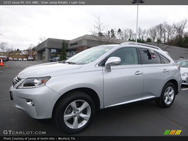Silver Lining Metallic / Light Gray 2015 Lexus RX 350 AWD