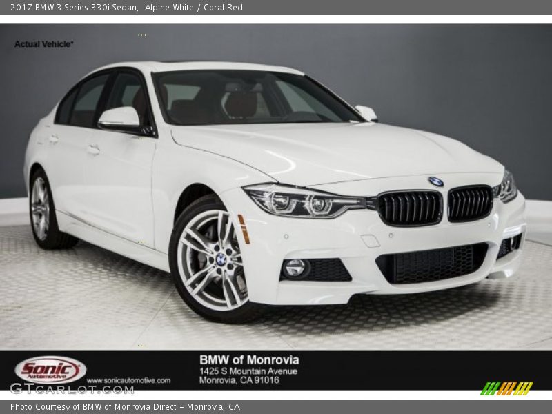 Alpine White / Coral Red 2017 BMW 3 Series 330i Sedan