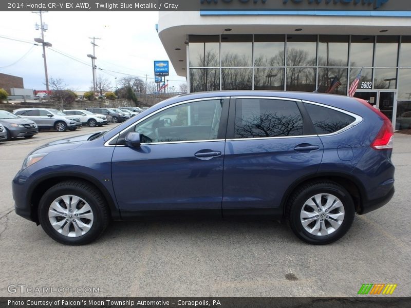 Twilight Blue Metallic / Gray 2014 Honda CR-V EX AWD