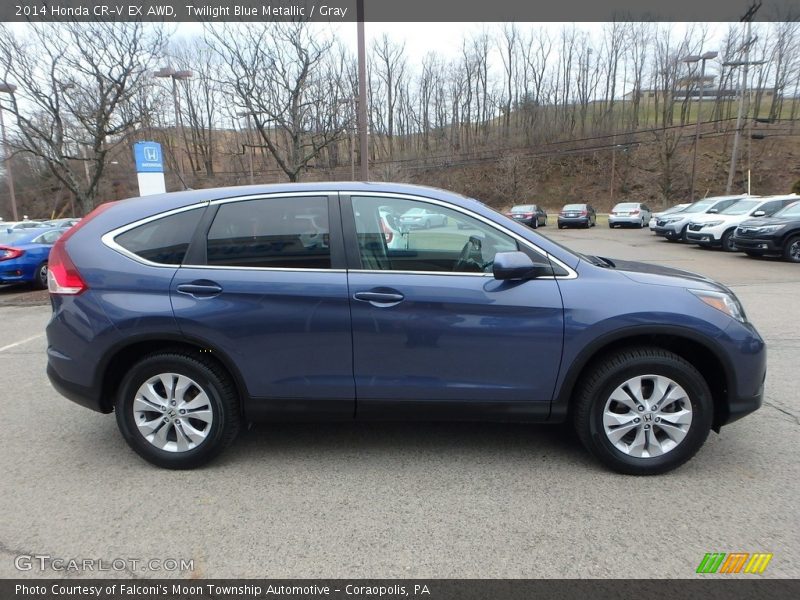 Twilight Blue Metallic / Gray 2014 Honda CR-V EX AWD