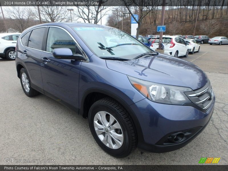 Twilight Blue Metallic / Gray 2014 Honda CR-V EX AWD