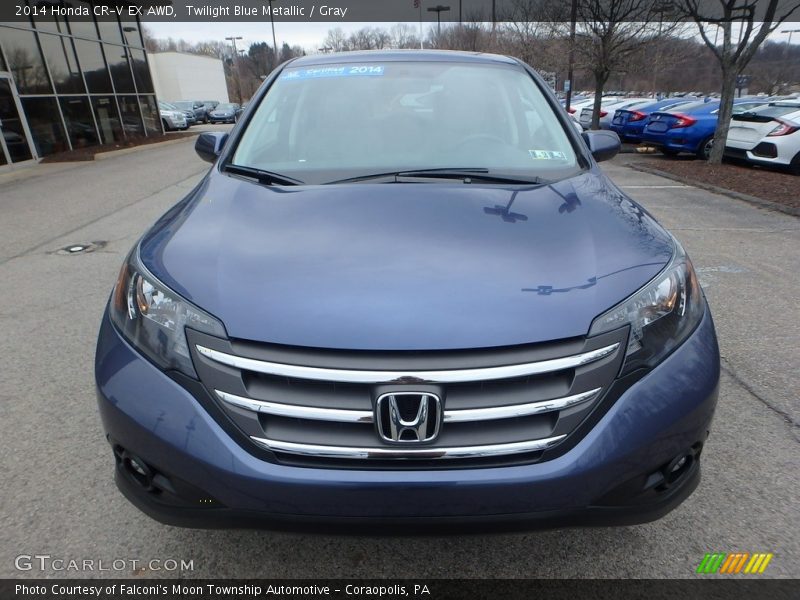 Twilight Blue Metallic / Gray 2014 Honda CR-V EX AWD