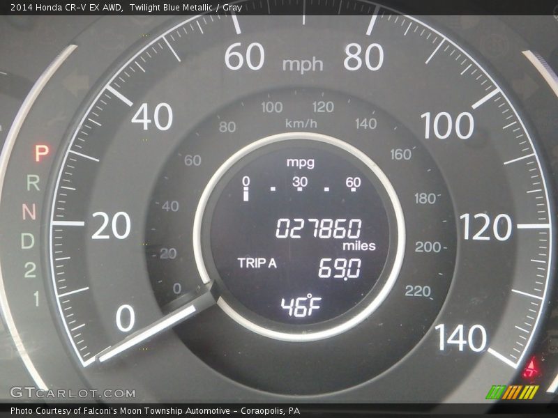 Twilight Blue Metallic / Gray 2014 Honda CR-V EX AWD