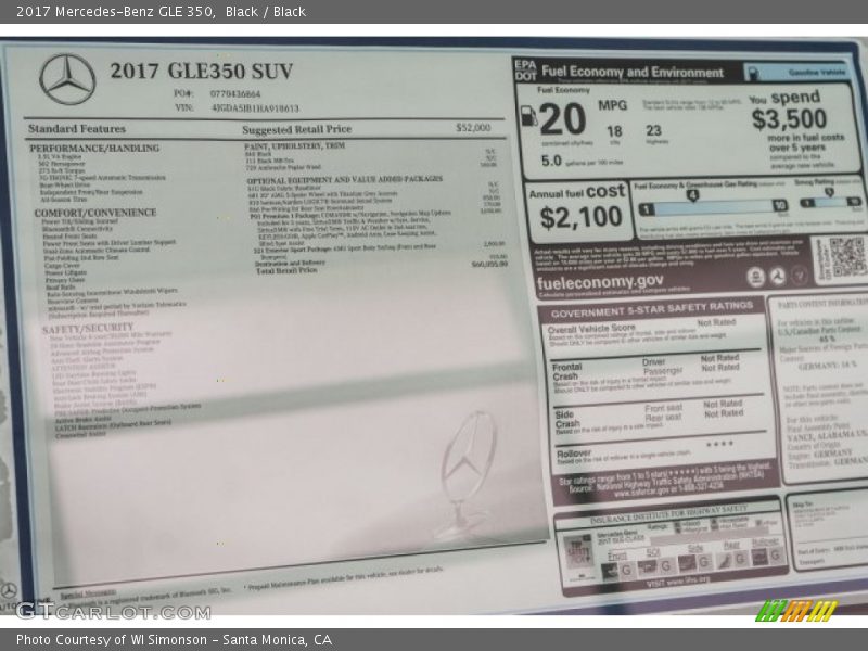 Black / Black 2017 Mercedes-Benz GLE 350
