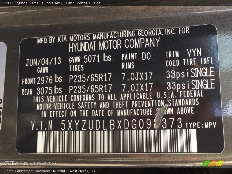 Cabo Bronze / Beige 2013 Hyundai Santa Fe Sport AWD