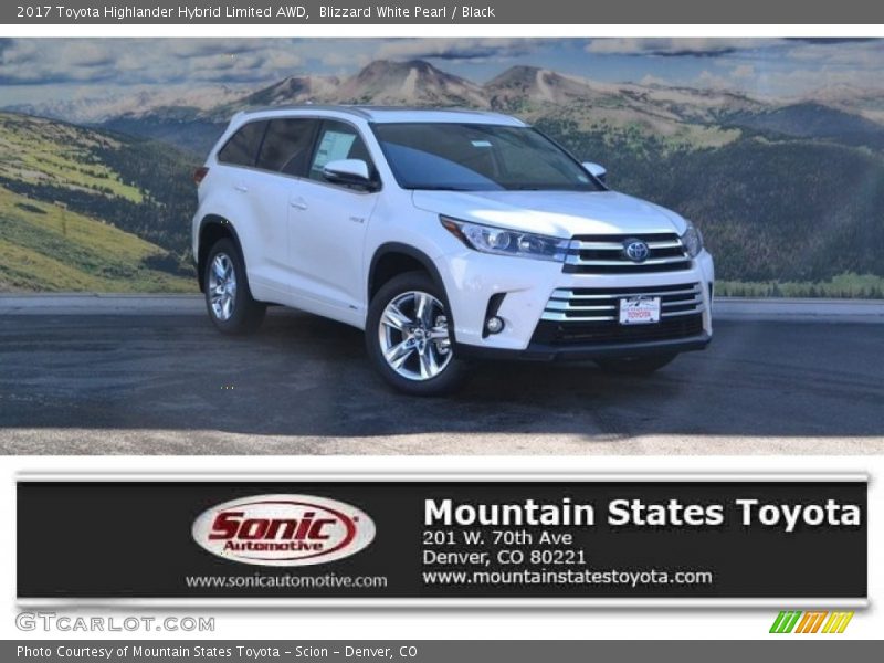 Blizzard White Pearl / Black 2017 Toyota Highlander Hybrid Limited AWD