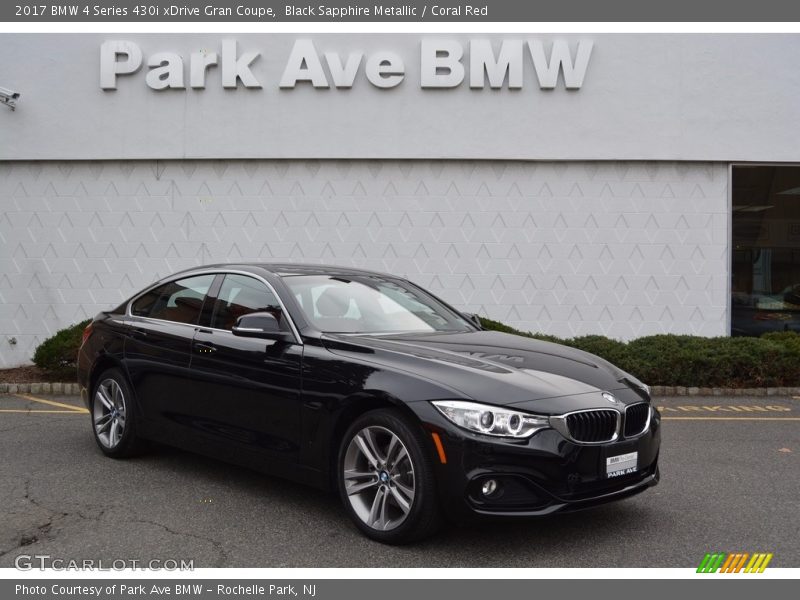 Black Sapphire Metallic / Coral Red 2017 BMW 4 Series 430i xDrive Gran Coupe