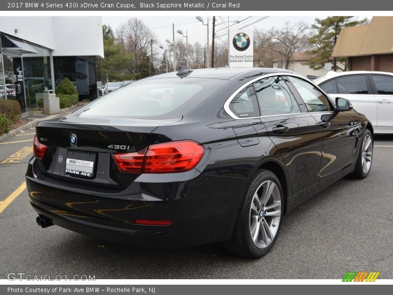 Black Sapphire Metallic / Coral Red 2017 BMW 4 Series 430i xDrive Gran Coupe