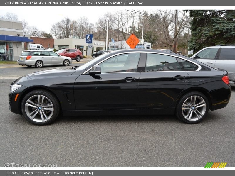 Black Sapphire Metallic / Coral Red 2017 BMW 4 Series 430i xDrive Gran Coupe