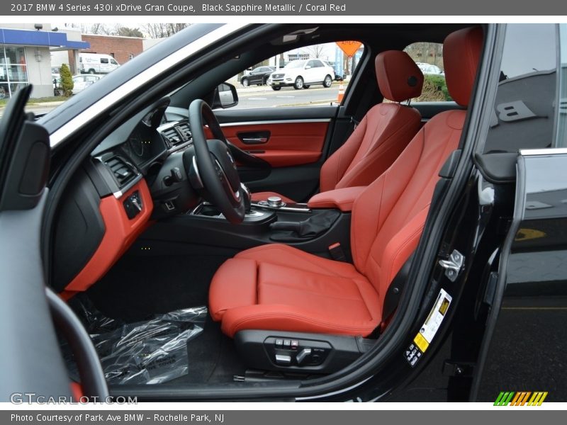 Black Sapphire Metallic / Coral Red 2017 BMW 4 Series 430i xDrive Gran Coupe
