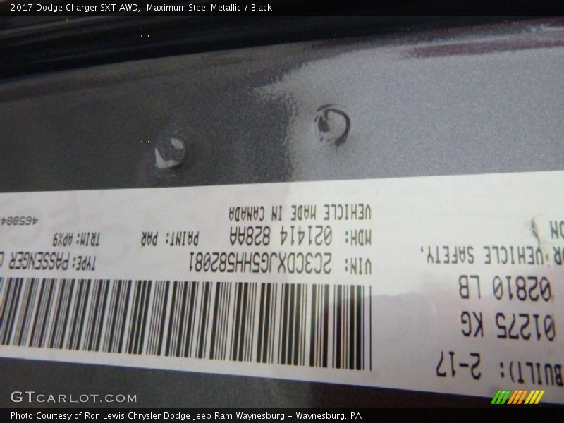 2017 Charger SXT AWD Maximum Steel Metallic Color Code PAR