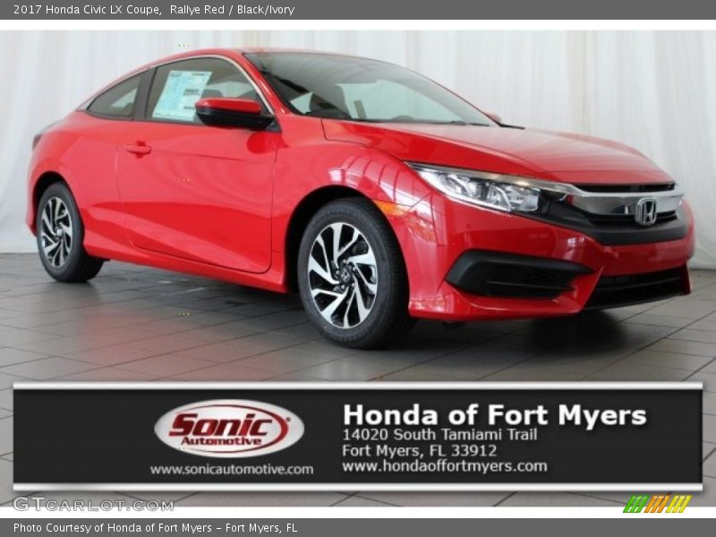 Rallye Red / Black/Ivory 2017 Honda Civic LX Coupe