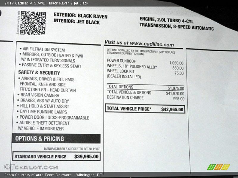 Black Raven / Jet Black 2017 Cadillac ATS AWD