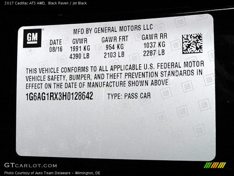 Black Raven / Jet Black 2017 Cadillac ATS AWD