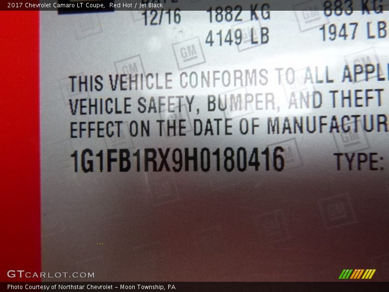Red Hot / Jet Black 2017 Chevrolet Camaro LT Coupe
