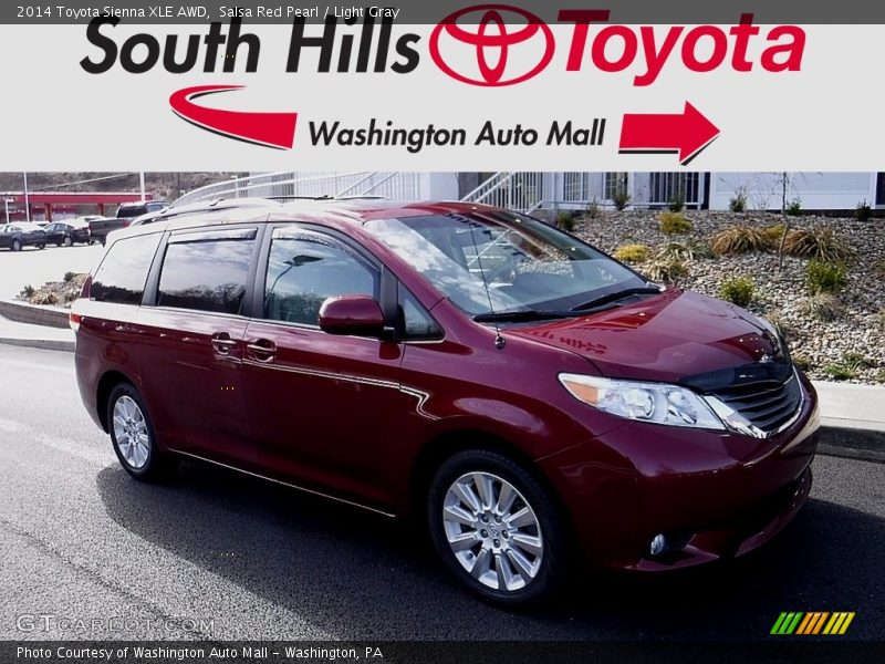 Salsa Red Pearl / Light Gray 2014 Toyota Sienna XLE AWD