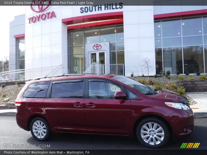 Salsa Red Pearl / Light Gray 2014 Toyota Sienna XLE AWD
