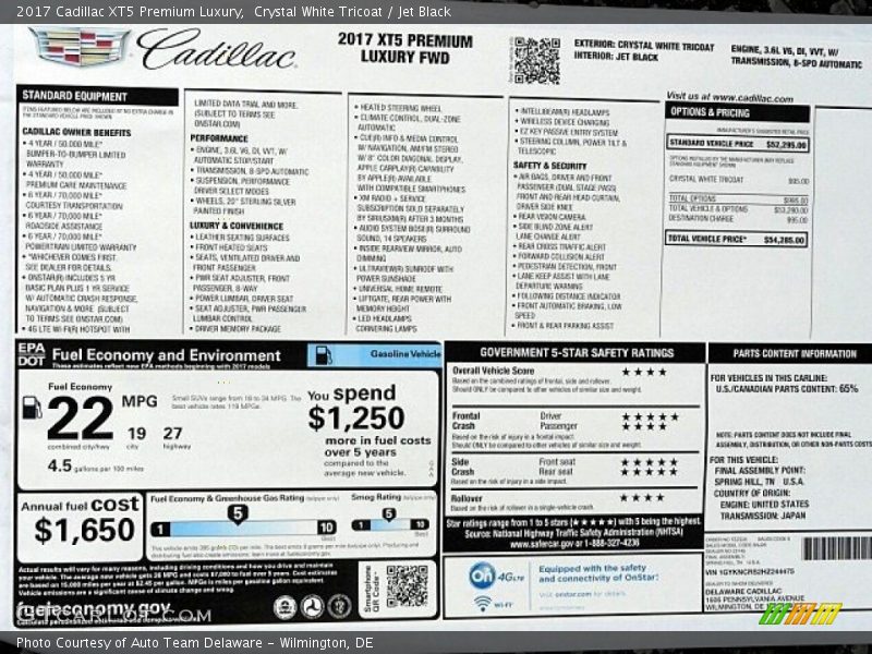 Crystal White Tricoat / Jet Black 2017 Cadillac XT5 Premium Luxury