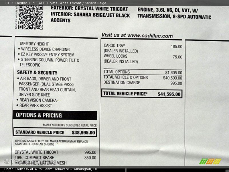 Crystal White Tricoat / Sahara Beige 2017 Cadillac XT5 FWD