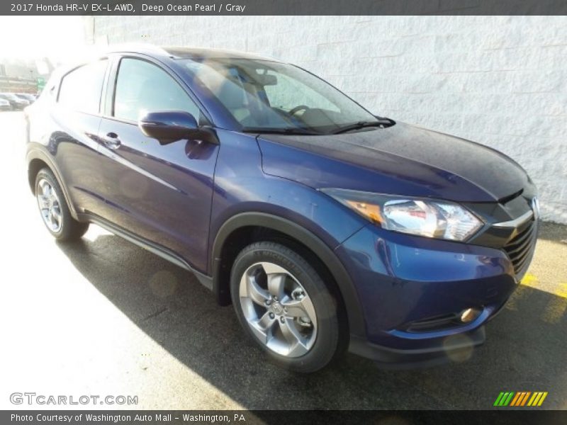 Deep Ocean Pearl / Gray 2017 Honda HR-V EX-L AWD