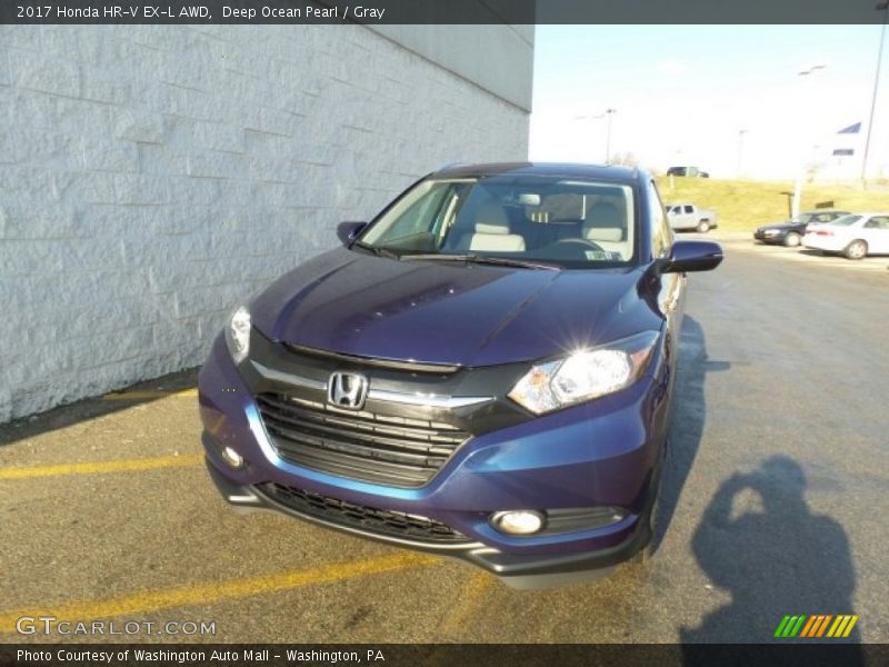 Deep Ocean Pearl / Gray 2017 Honda HR-V EX-L AWD