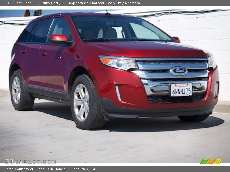 Ruby Red / SEL Appearance Charcoal Black/Gray Alcantara 2013 Ford Edge SEL