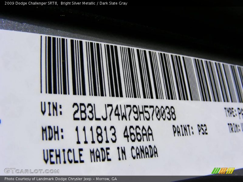 Bright Silver Metallic / Dark Slate Gray 2009 Dodge Challenger SRT8