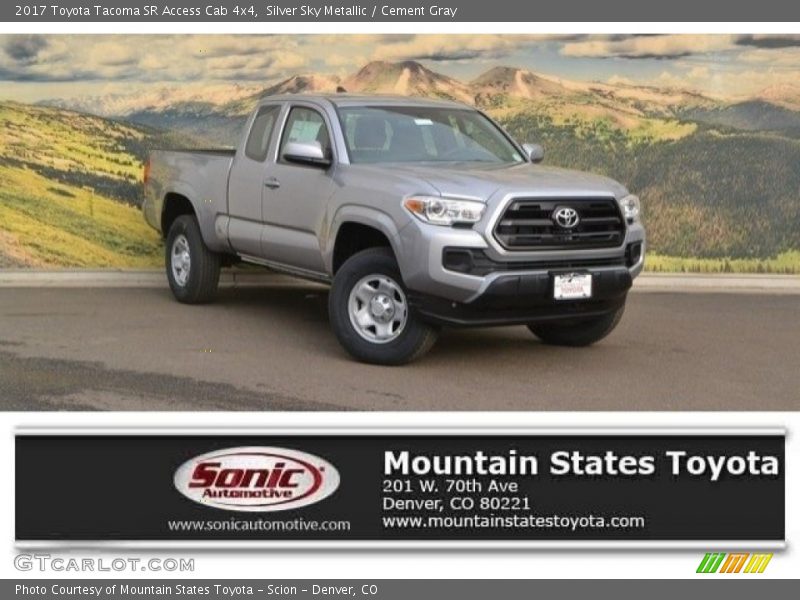 Silver Sky Metallic / Cement Gray 2017 Toyota Tacoma SR Access Cab 4x4