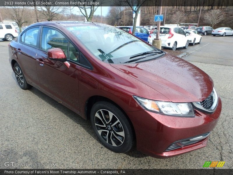 Crimson Red Pearl / Beige 2013 Honda Civic EX Sedan