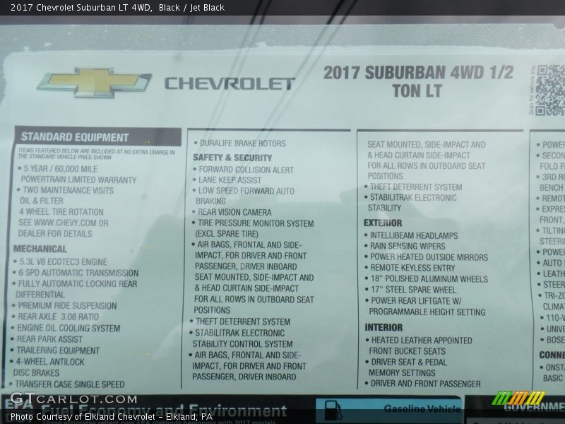 Black / Jet Black 2017 Chevrolet Suburban LT 4WD