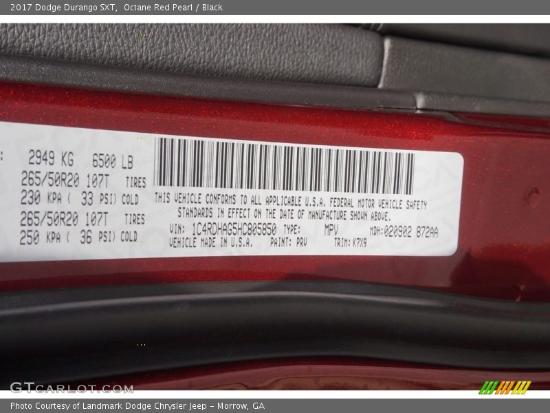 Octane Red Pearl / Black 2017 Dodge Durango SXT