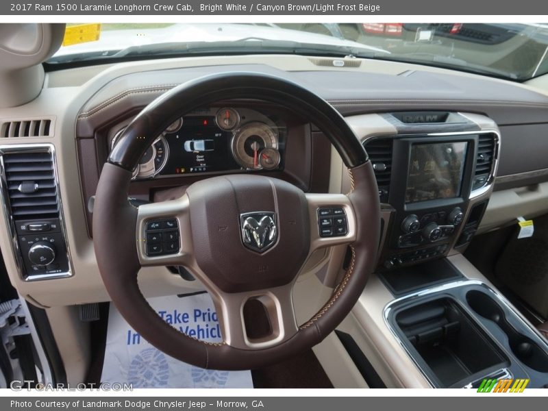 Bright White / Canyon Brown/Light Frost Beige 2017 Ram 1500 Laramie Longhorn Crew Cab