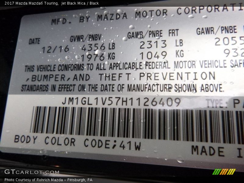 Jet Black Mica / Black 2017 Mazda Mazda6 Touring