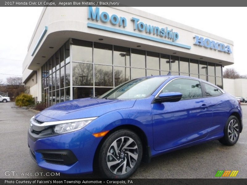 Aegean Blue Metallic / Black/Ivory 2017 Honda Civic LX Coupe