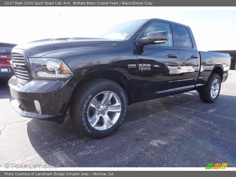 Brilliant Black Crystal Pearl / Black/Diesel Gray 2017 Ram 1500 Sport Quad Cab 4x4