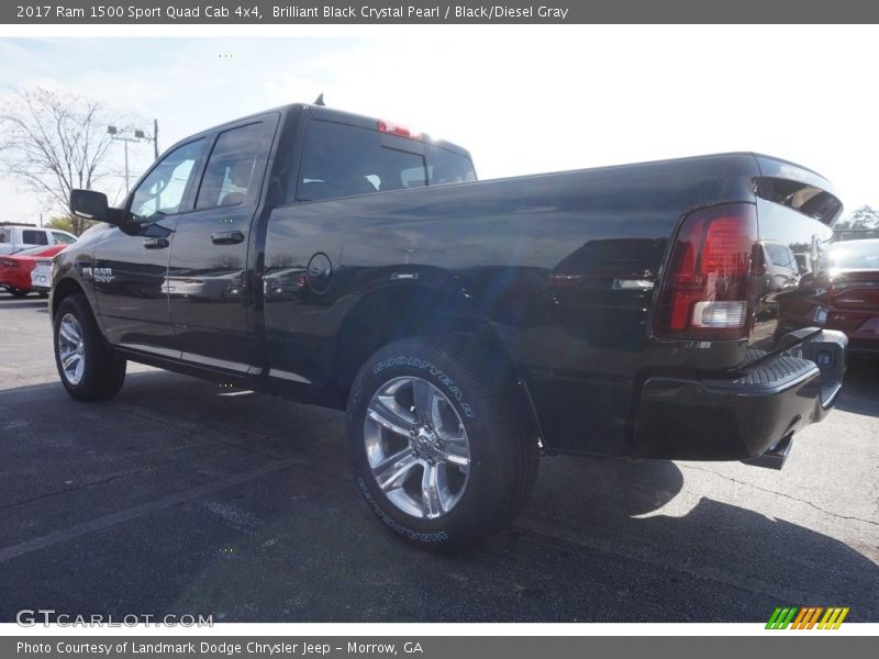 Brilliant Black Crystal Pearl / Black/Diesel Gray 2017 Ram 1500 Sport Quad Cab 4x4