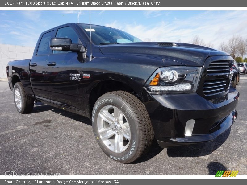 Brilliant Black Crystal Pearl / Black/Diesel Gray 2017 Ram 1500 Sport Quad Cab 4x4