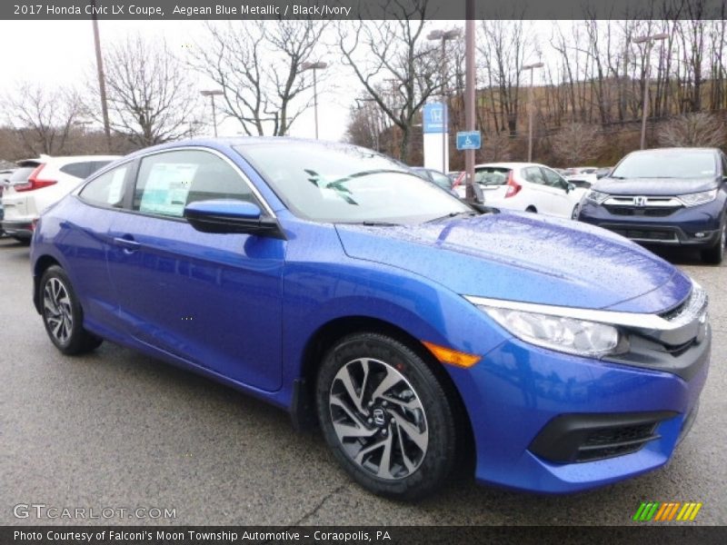 Aegean Blue Metallic / Black/Ivory 2017 Honda Civic LX Coupe