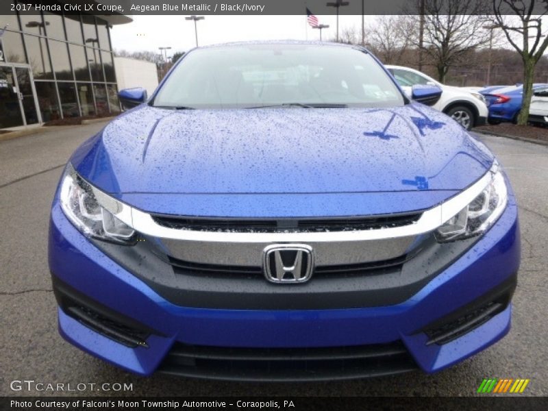 Aegean Blue Metallic / Black/Ivory 2017 Honda Civic LX Coupe