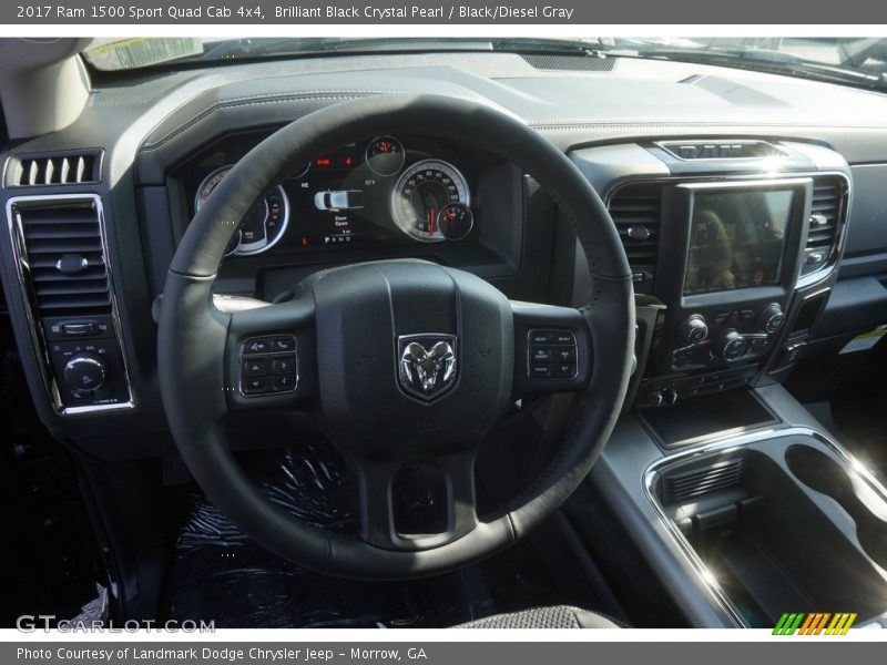 Brilliant Black Crystal Pearl / Black/Diesel Gray 2017 Ram 1500 Sport Quad Cab 4x4