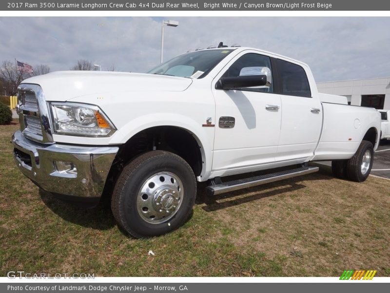 Bright White / Canyon Brown/Light Frost Beige 2017 Ram 3500 Laramie Longhorn Crew Cab 4x4 Dual Rear Wheel