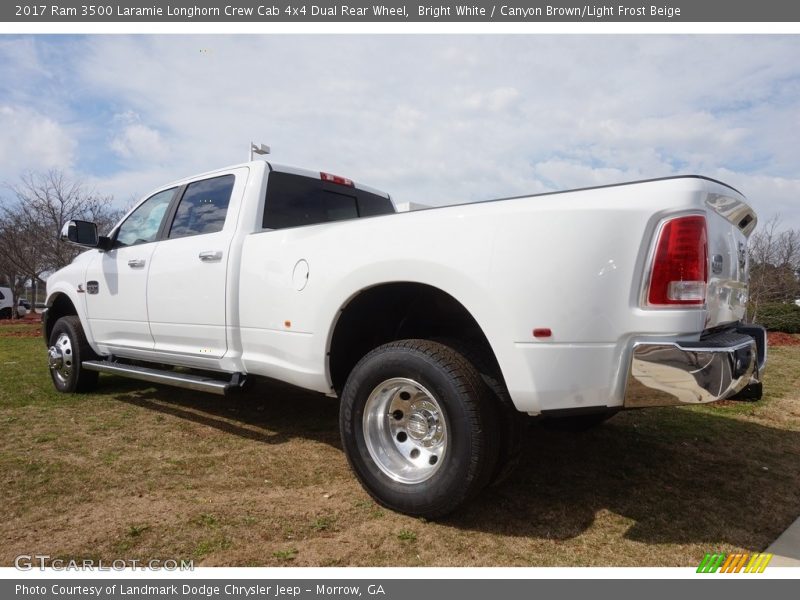 Bright White / Canyon Brown/Light Frost Beige 2017 Ram 3500 Laramie Longhorn Crew Cab 4x4 Dual Rear Wheel