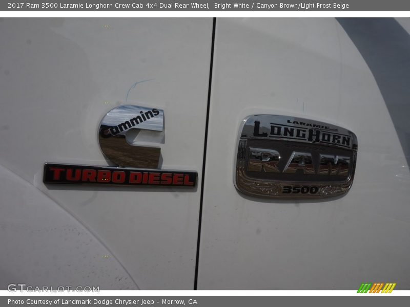 Bright White / Canyon Brown/Light Frost Beige 2017 Ram 3500 Laramie Longhorn Crew Cab 4x4 Dual Rear Wheel
