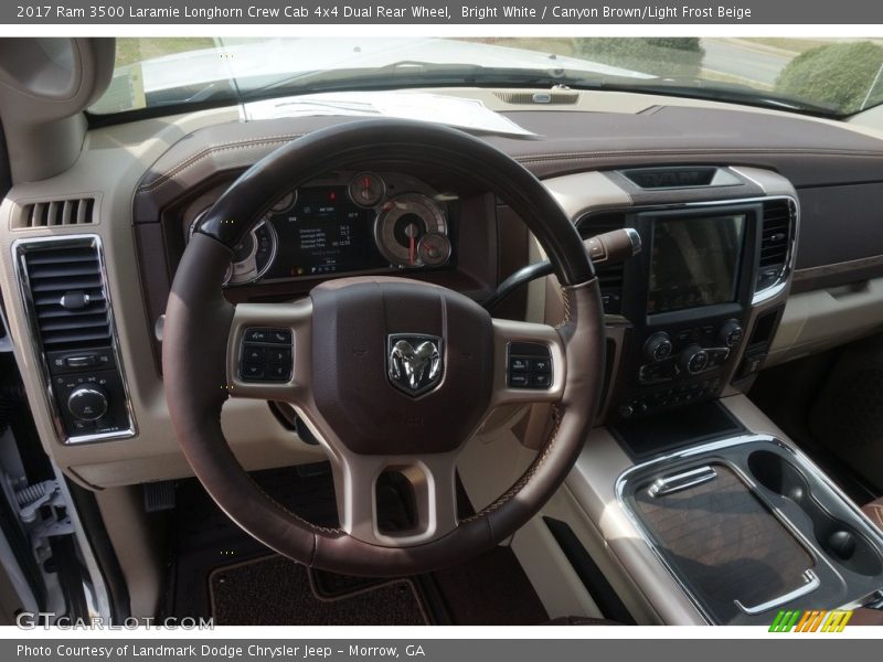 Bright White / Canyon Brown/Light Frost Beige 2017 Ram 3500 Laramie Longhorn Crew Cab 4x4 Dual Rear Wheel