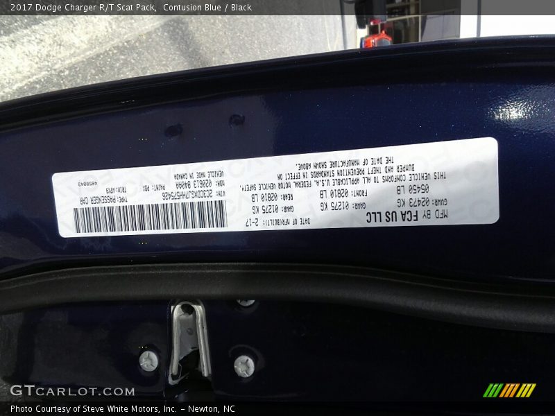 Contusion Blue / Black 2017 Dodge Charger R/T Scat Pack