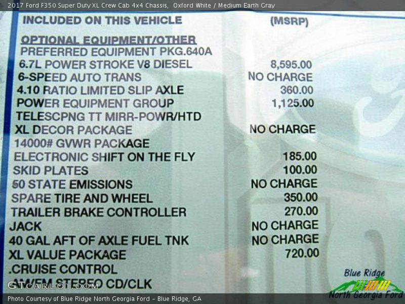 Oxford White / Medium Earth Gray 2017 Ford F350 Super Duty XL Crew Cab 4x4 Chassis