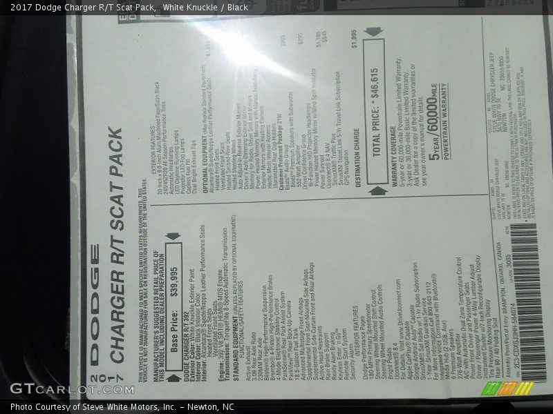 White Knuckle / Black 2017 Dodge Charger R/T Scat Pack