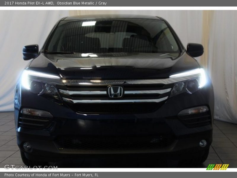 Obsidian Blue Metallic / Gray 2017 Honda Pilot EX-L AWD