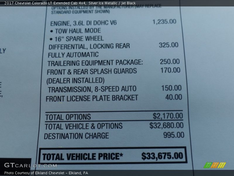  2017 Colorado LT Extended Cab 4x4 Window Sticker