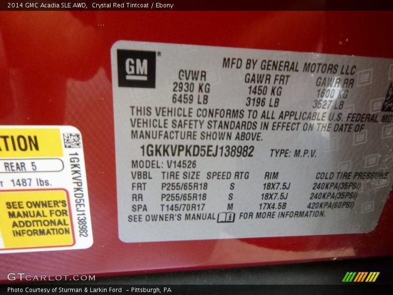 Crystal Red Tintcoat / Ebony 2014 GMC Acadia SLE AWD